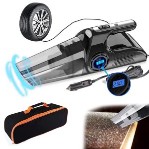 ZOTIMO Portable 2-in-1 Car Vacuum Cleaner and Tyre Inflator - High Power Handheld Vaccume with Digital Air Compressor Pump for Powerful Wet and Dry Cleaning, Small and Best