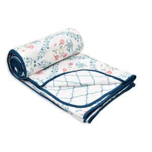 haus & kinder 100% Cotton Reversible Dohar Double Bed, Soft Lightweight Bed Blanket