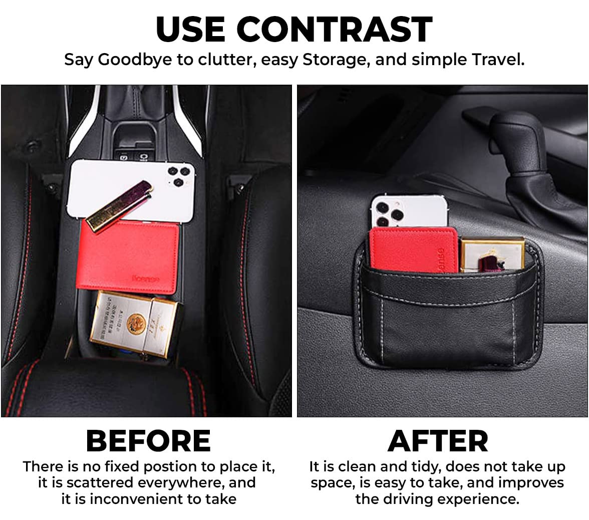 STHIRA Car Storage Organizer Pouch Handy Storage Bag Durable Pu Leather Mini Gap Automobiles Storage Bag For Camping - Image 7