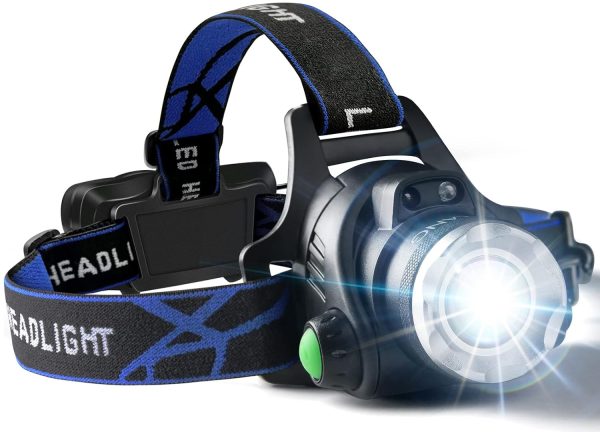 Rechargeable Headlamp,1500 Lumen High Bright Zoom LED Head Lamp,Large Battery-Powered Waterproof Headband Lamp with 4 Modes and Adjustable Headband Perfect For Camping