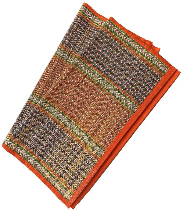 Montelal Store Handmade Korai Pai Kusha Grass Pooja Aasan Sitting Floor Mats Orange -Set of 2 Pcs
