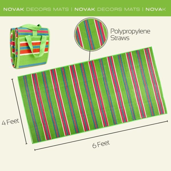 NOVAK DECORS - Foldable Plastic Floor Mat Multicolor (Chatai) Mats for Camping